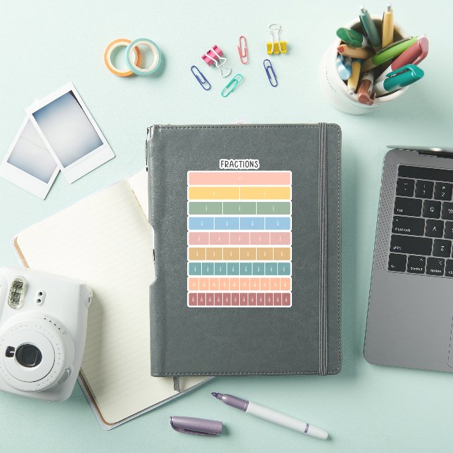 Sticker Barres de fraction Arc-en-ciel Art éducatif minima (Couverture iPad)