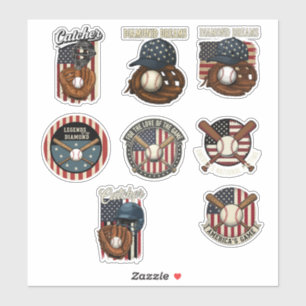 Sticker Base-ball Américain Vintage Sport Patriotique Lois