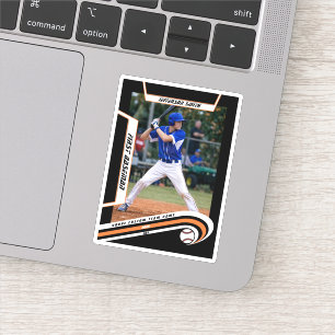 Sticker Baseball Souvenirs Orange Noir Personnalisé 