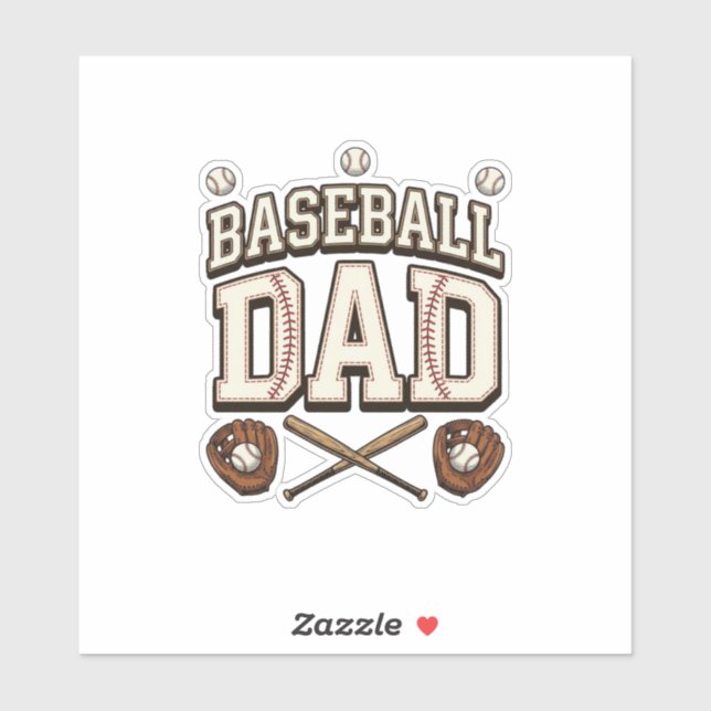Sticker Baseball Vintage Papa Fête des Pères (Feuille)