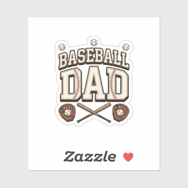 Sticker Baseball Vintage Papa Fête des Pères (Feuille)