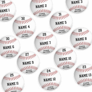 Sticker baseballs blanc ensemble 13 noms de joueurs person