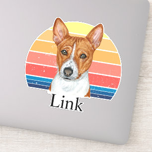 Sticker Basenji Retro Sunset Nom personnalisé