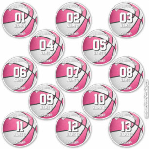 Sticker basketball blanc rose personnalisées noms de fille