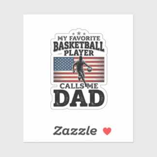 Sticker Basketball Dad Patriotic Vintage Engraving T-Shirt