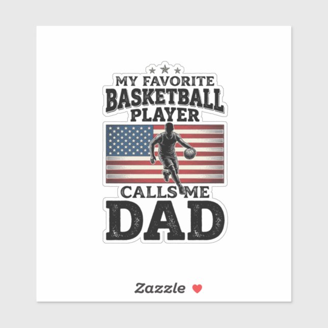 Sticker Basketball Dad Patriotic Vintage Engraving T-Shirt (Feuille)