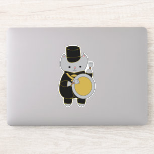 Sticker Bass Drummer Marquage Bande Chat Noir Jaune Or