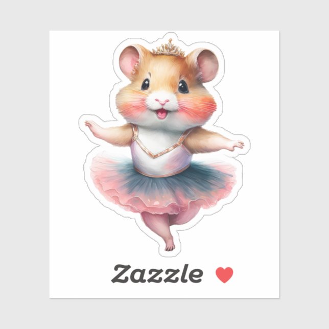 Sticker Basse ballerine hamster danse ballet (Feuille)