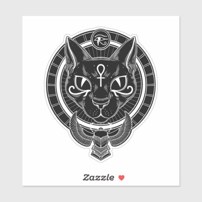 Sticker Bastet, chatte de déesse égyptienne (Feuille)