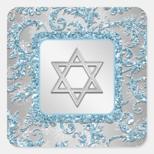Sticker Bat mitzvah Damask Winter Wonderland 11