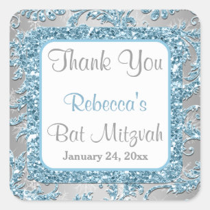 Sticker Bat mitzvah Damask Winter Wonderland 4