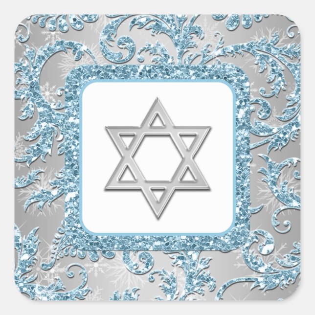 Sticker Bat mitzvah Damask Winter Wonderland 6 (Devant)