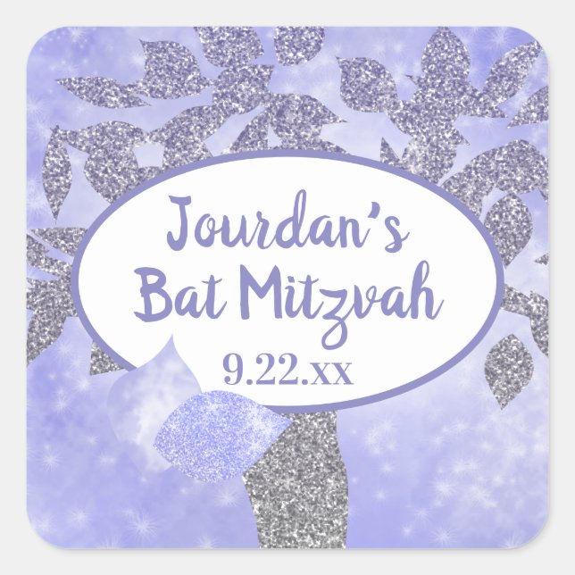 Sticker Bat mitzvah en argent chatoyant (Devant)