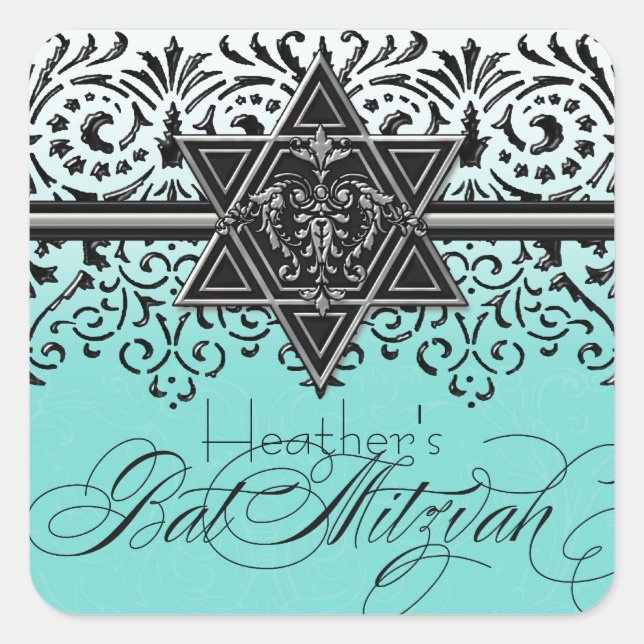Sticker Bat mitzvah noir n blanc en dentelle (Devant)