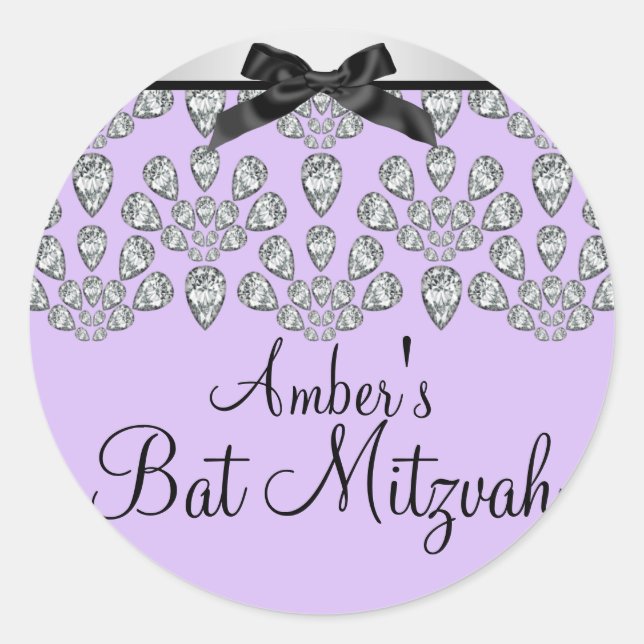 Sticker Bat mitzvah Silver/Purple Forever Diamonds (Devant)