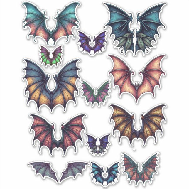 Sticker Bat Wings Color Illustrations ARt Collage (Devant)