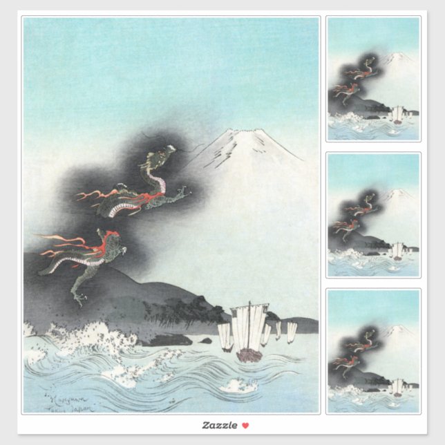 Sticker Bataille navale Dragon's Fury pour le mont Fuji, J (Feuille)