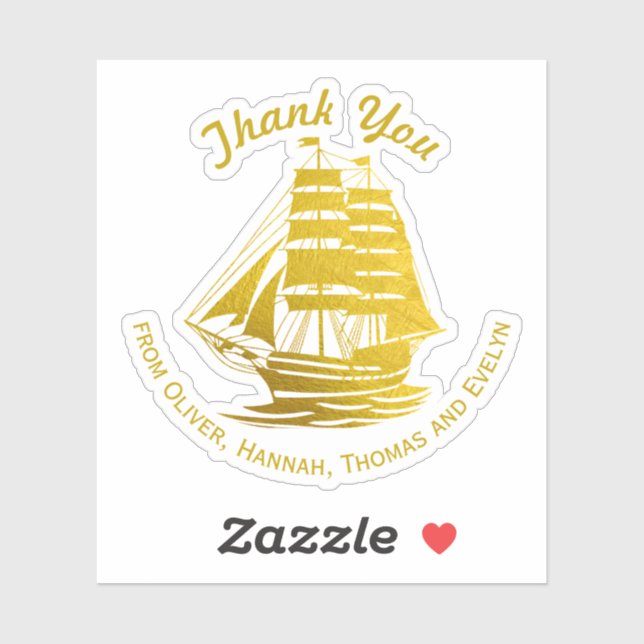 Sticker Bateau de Grand Voilier Doré Navigation Maritime M (Feuille)