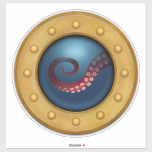 Sticker Bateau Porthole Octopus Salle pour enfants Voile n