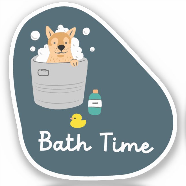 Sticker "Bath Time" rappel de garde de chien marine et aqu (Recto)
