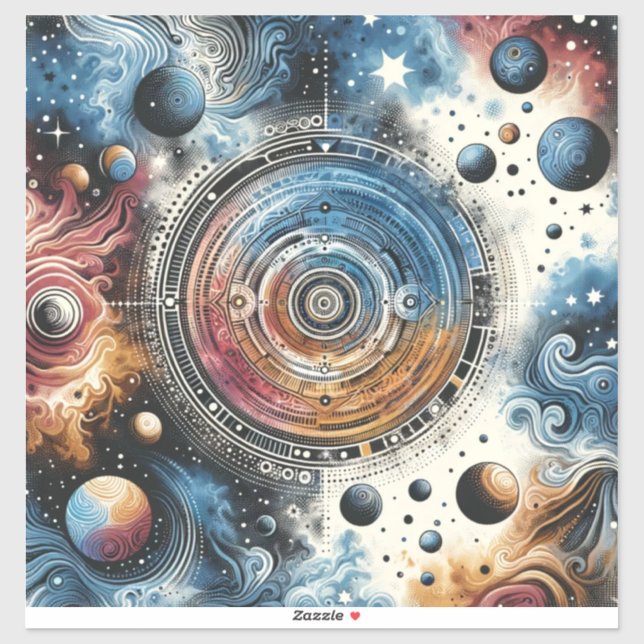 Sticker Batik futuriste Art cosmique - Design spatial (Feuille)