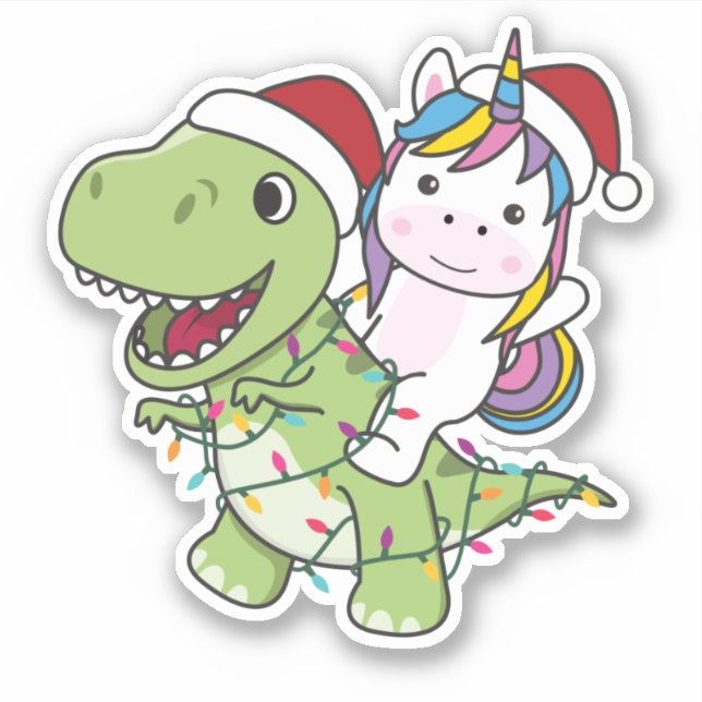 Sticker Bâton Dinosaur Noël Unicorne Hiver T-Rex Dino (Devant)