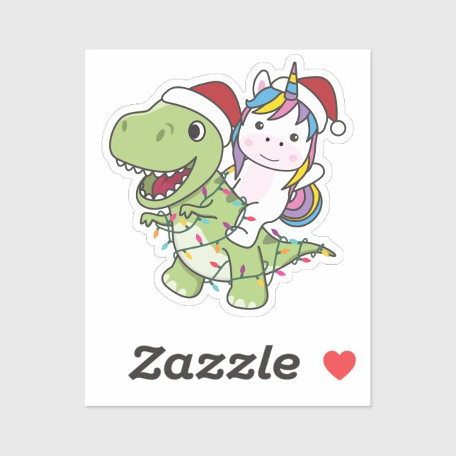 Sticker Bâton Dinosaur Noël Unicorne Hiver T-Rex Dino (Feuille)