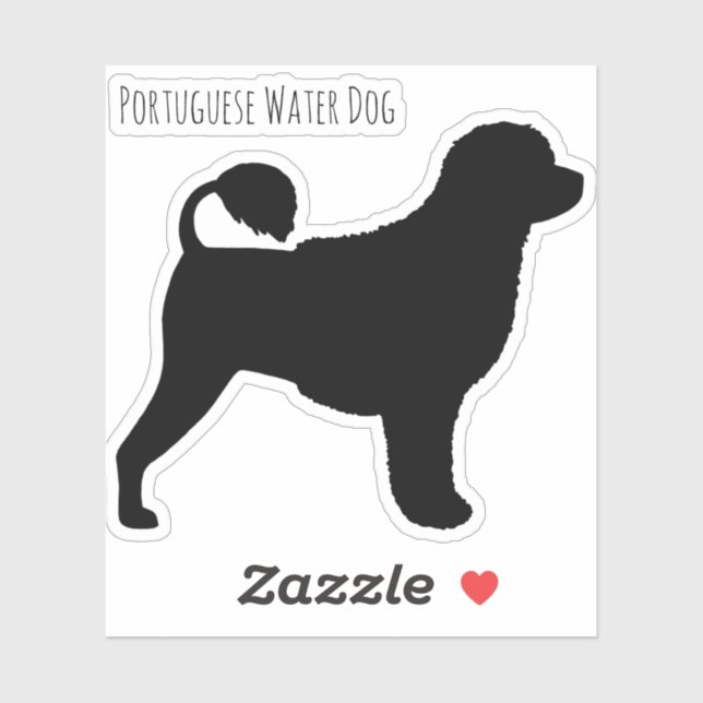 Sticker Bâton en vinyle Silhouette pour chien d'eau portug (Feuille)