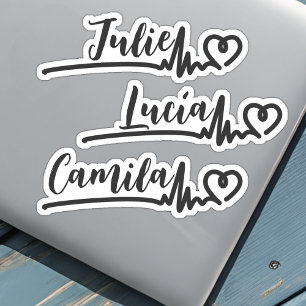 Sticker Battement de cœur 3 Noms Cool Nom personnalisé