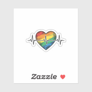 Sticker Battement de coeur arc-en-ciel Gravure vintage Des