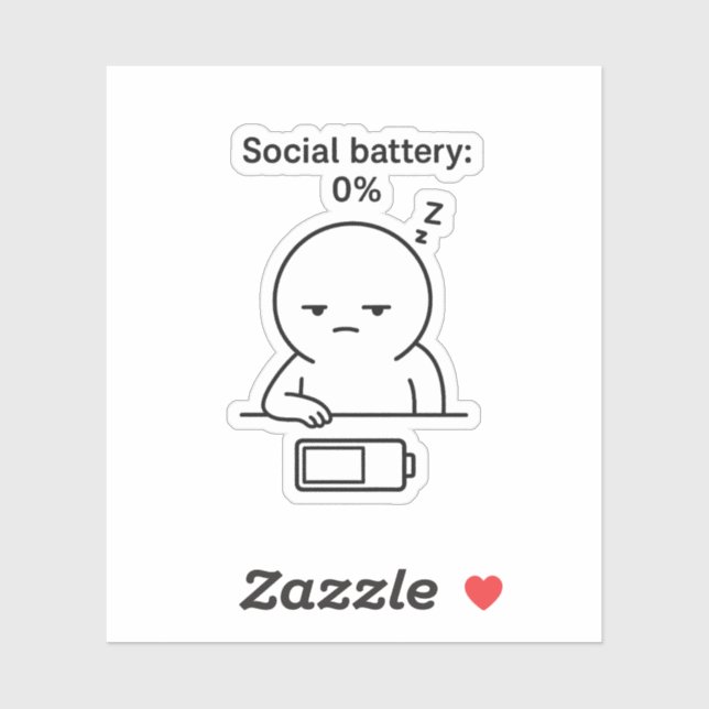 Sticker Batterie sociale : 0% - Funny Chubby Character Int (Feuille)