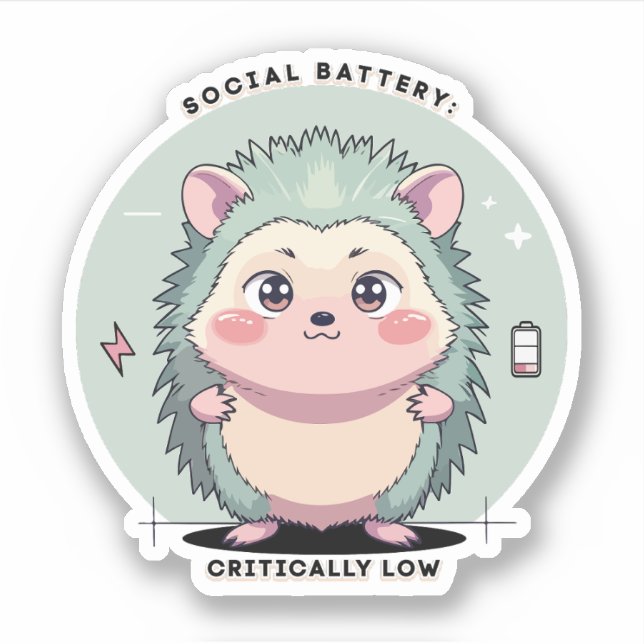 Sticker Batterie sociale critiquelement basse – Humeur ide (Devant)