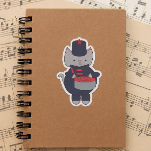 Sticker Batteur Clique de Majorette Chat Bleu Marine et Ro