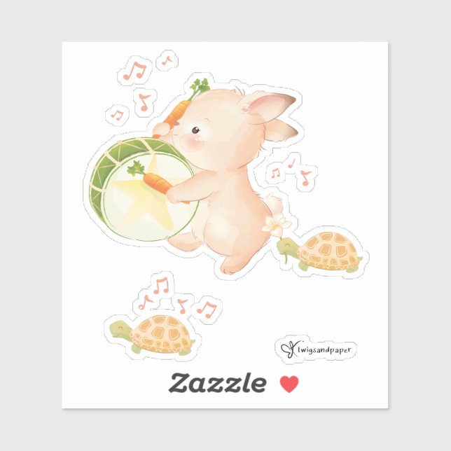 Sticker Batteur lapin Bunny - Parade musicale (Feuille)