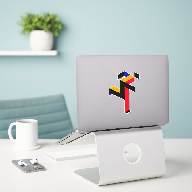 Sticker Bauhaus Poster de l'Homme Coureur (Ordinateur portable sur le bureau)