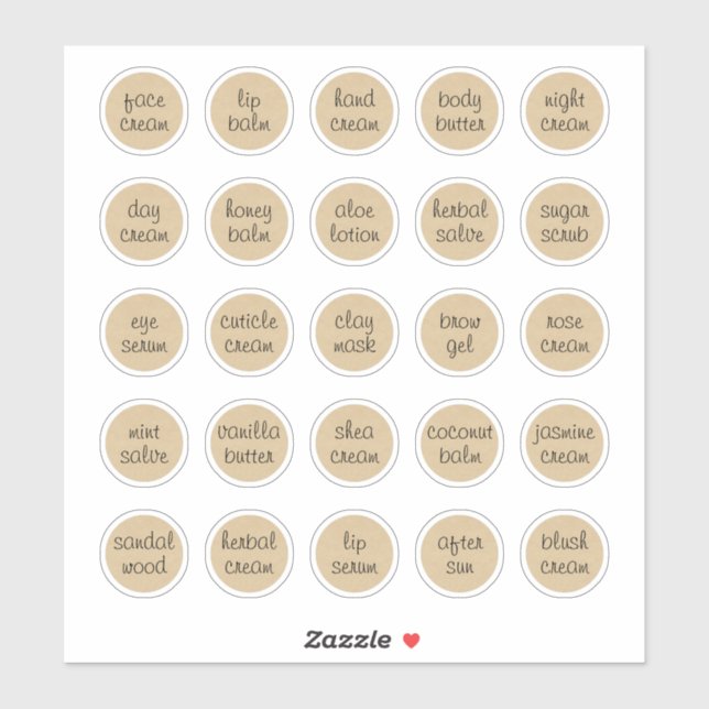 Sticker Baume de crème de pot cosmétique personnalisable K (Feuille)