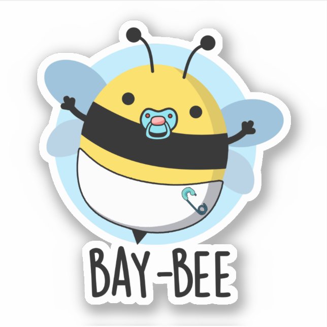 Sticker Bay-bee Funny Baby Bee Pun (Devant)