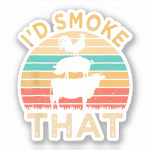 Sticker Bbq amusant Je fumerais ce barbecue Retro Grilling
