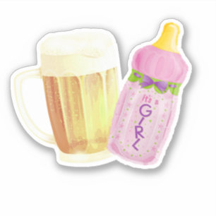 Sticker BBQ bébé et bière   Thème de la douche extérieure
