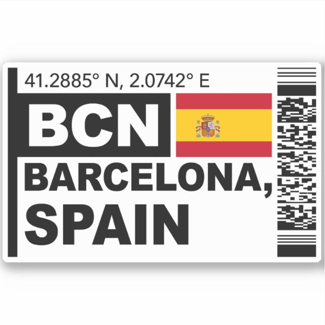 Sticker BCN Barcelona Boarding Pass - Spain Travel  (Devant)