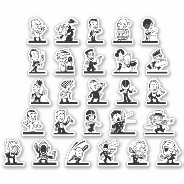 Sticker BD vintage rétro noir et blanc (Devant)