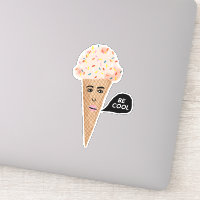 "BE COOL" Crème de glace rose Cone Drôle Illustrat