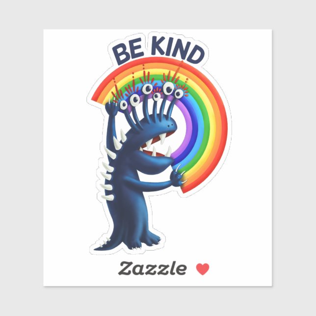 Sticker Be Kind - Sympa Caractère Rainbow Message positif (Feuille)
