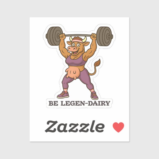 Sticker Be Legen-Dairy – Funny Cow Weightlifting Gym (Feuille)