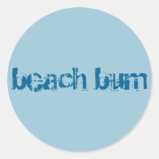 sticker "beach bum", rond, bleu