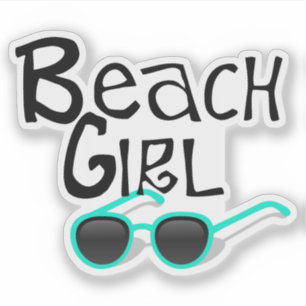 Sticker Beach Girl avec lunettes de soleil