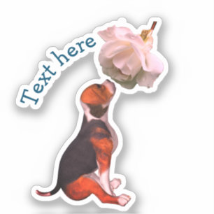 Sticker Beagle Chien blanc rose mignon Personnalisé