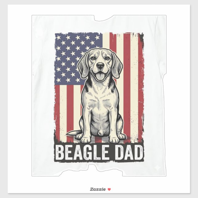 Sticker Beagle Dad Patriotic Vintage Dog Shirt Design_1 (Feuille)