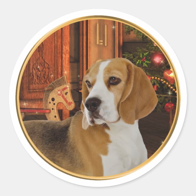Sticker Beagle de Noël (Devant)