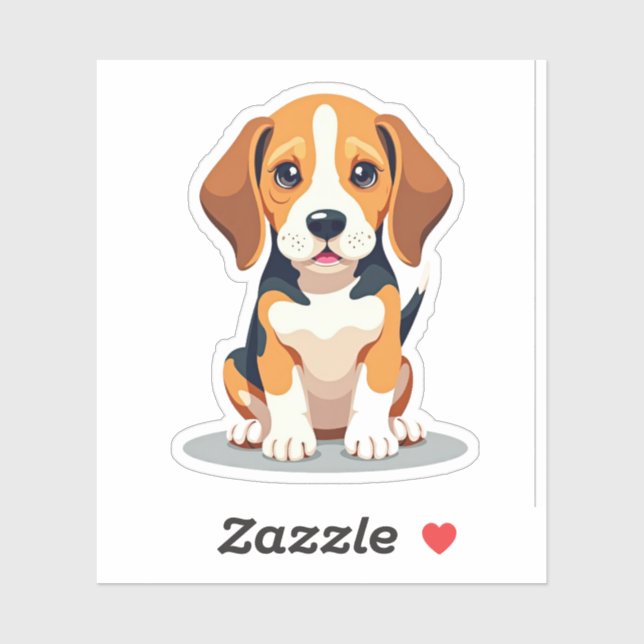 Sticker Beagle désirable, Style Plat Adorable, Petit (Feuille)